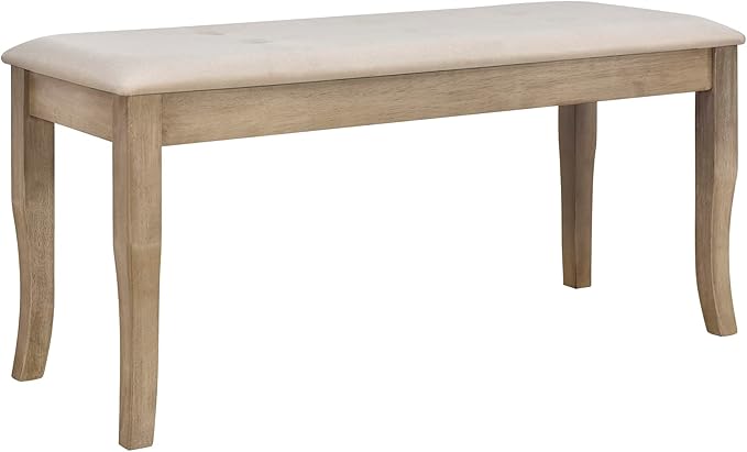 Ball & Cast Dining Table Set for 6, 60" Rectangular Dining Room Table with 4 Upholstered Chairs and 1 Bench, 6-Piece Farmhouse Dining Furniture Set with Solid Wood Legs for Kitchen,Natural Wood Wash