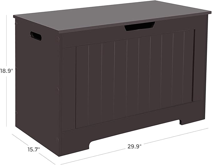 VASAGLE Storage Chest, 29.9 Inches Width Storage Bench, Entryway Bench with 2 Safety Hinges, Shoe Bench, Farmhouse Style, for Entryway, Bedroom, Living Room, Espresso Brown ULHS11BR.