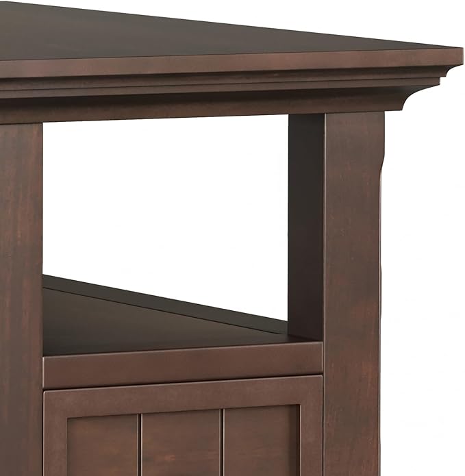 SIMPLIHOME Acadian 19-inch Wide Solid Wood End Table with Drawer and Open Shelf in Brunette Brown for Living Room, Bedroom, or Entryway