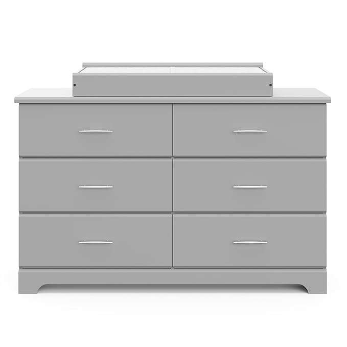 Storkcraft Brookside 6-Drawer Dresser (Pebble Gray) – GREENGUARD Gold Certified, Nursery & Kids Storage, Nursery Essentials, Kids Room Storage, Durable Bedroom Dresser