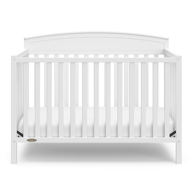 Graco Benton 5 in 1 Convertible Crib (GREENGUARD Gold Certified) with Premium Foam Crib and Toddler Mattress Included - White, Converts from Baby Crib to Toddler Bed, Daybed and Full-Size Bed