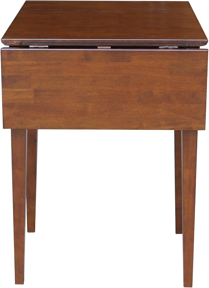 IC International Concepts, Small Drop Leaf Dining Table with Dual 9" Drop Leaf, Solid Real Wood, Sturdy Parawood, Dimensions 36"W x 22"D x 29"H, Espresso