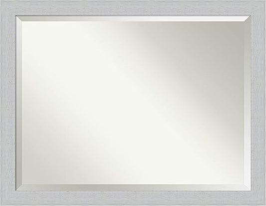 Amanti Art White Bathroom Mirror for Over Sink, 34x44 Shiplap White Rectangle Vanity Mirror, X-Large Coastal Wood Frame, Hangs Horizonally and Vertically, Bathroom Wall Decor, Beveled Edge from WI