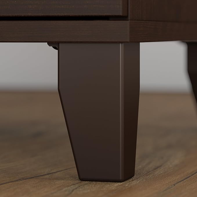 Bush Furniture Somerset 72W 3 Position Sit to Stand L Shaped Desk with Hutch in Mocha Cherry