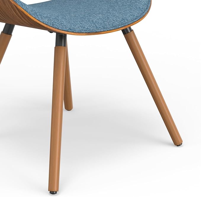 SIMPLIHOME Marana Dining Chairs - Upholstered Bentwood Back and Linen-Style Fabric Kitchen Chair in Denim Blue, Mid-Century Modern Ergonomic Dining Room Seating with Contoured Seat and Beech Wood Legs