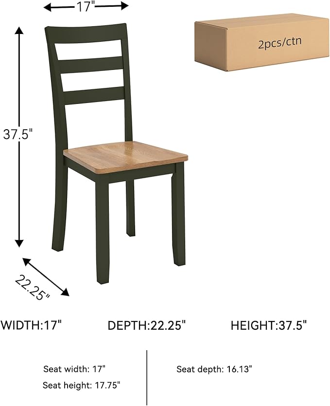 Signature Design by Ashley Gesthaven Modern Indoor Armless Dining Chair, Set of 2, Green & Light Brown