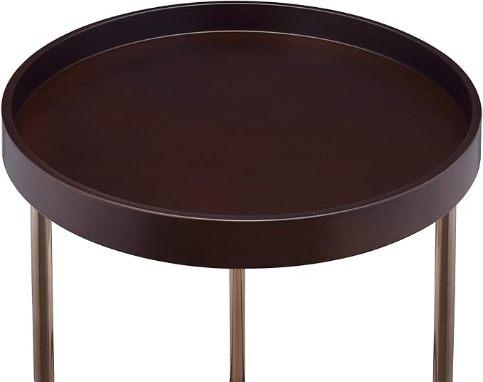 Genoa Round Tray Table with Metal Frame, Espresso