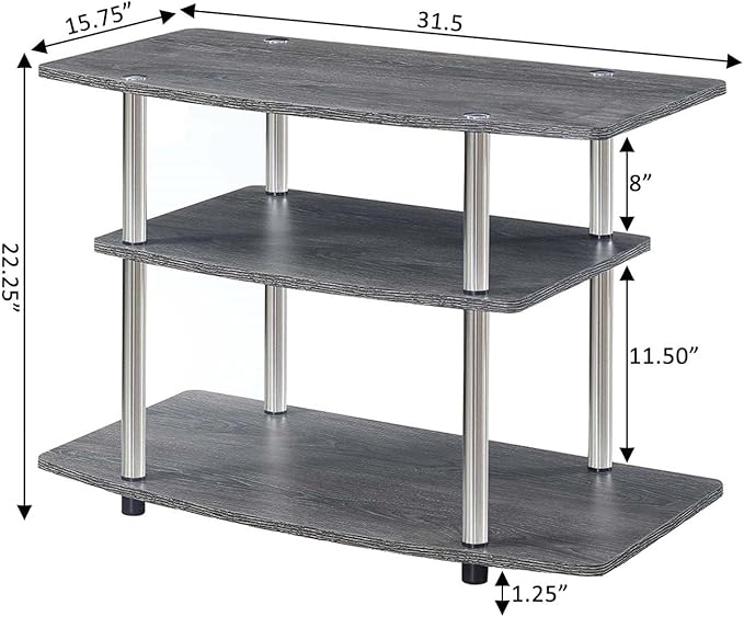 Convenience Concepts Designs2Go 3-Tier TV Stand, 31.5", Weathered Gray