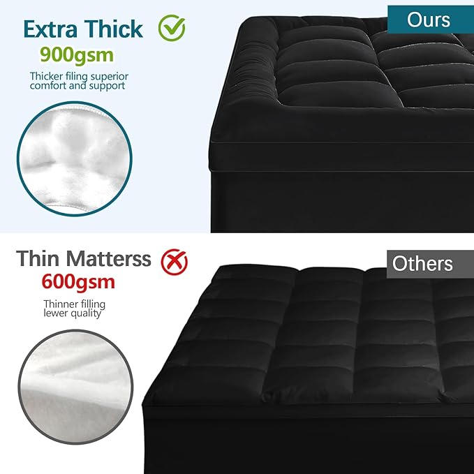 CYMULA Mattress Topper Twin Size - Soft Cooling Mattress Pad for College Dorm Room Essentials - Extra Thick Twin Protector Cover for Back Pain, Single Bed Topper Pillow Top with 8''-21'' Deep Pocket