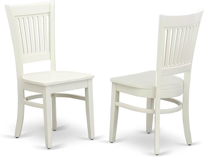 East West Furniture DLVA5-LWH-W 5 Piece Kitchen Table & Chairs Set Includes a Round Dining Room Table with Dropleaf and 4 Dining Chairs, 42x42 Inch, Linen White