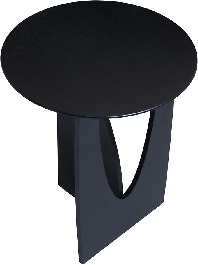 Get Set Style Round End Table Accent Side Table Circle Wood Corner Table Small Modern Coffee Table for Living Room or Bedroom Nightstand (Black Finish)
