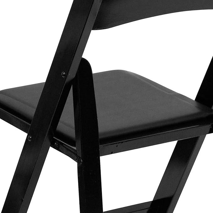 Flash Furniture 2 Pack HERCULES Series Black Wood Folding Chair with Vinyl Padded Seat