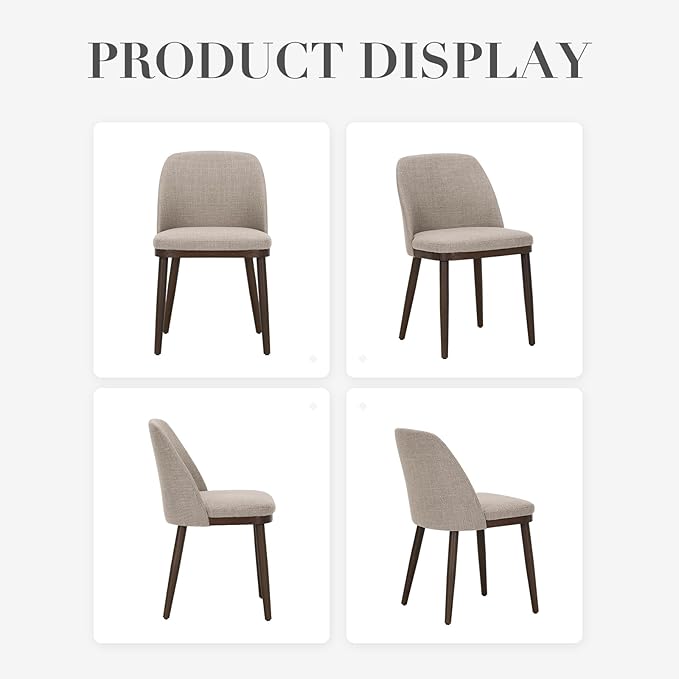 COLAMY Upholstered Dining Chairs Set of 4, Modern Kitchen Chairs with Back, Fabric Side Dining Room Chairs with Wood Legs for Kitchen Dining Room Restaurant, Camel