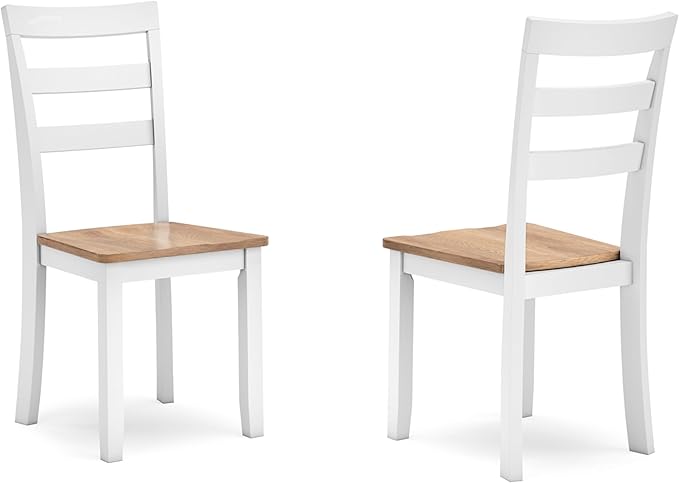 Signature Design by Ashley Gesthaven Solid Wood Frame Dining Chair, Set of 2, White/Natural
