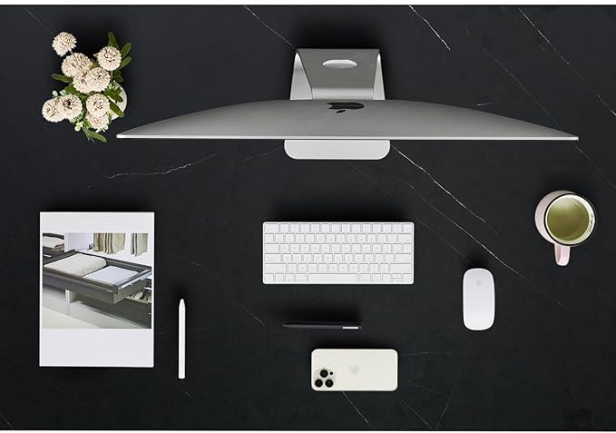 Kaboon Universal Tabletop 47.25"x30", Solid One-Piece Melamine Table Top, Double Desk L-Desk DIY, Home and Office,Cloud Atlas/Black Marble