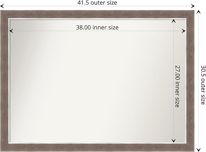 Amanti Art Brown Bathroom Mirror for Over Sink, 31x42 Noble Mocha Rectangle Vanity Mirror, X-Large Casual Frame, Hangs Horizonally and Vertically, Bathroom Wall Decor, Non-Beveled Edge from WI, USA