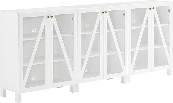 Crosley Furniture Cassai 3-Piece Entertainment Center TV Stand, Media Console, Vinyl Record Storage, White