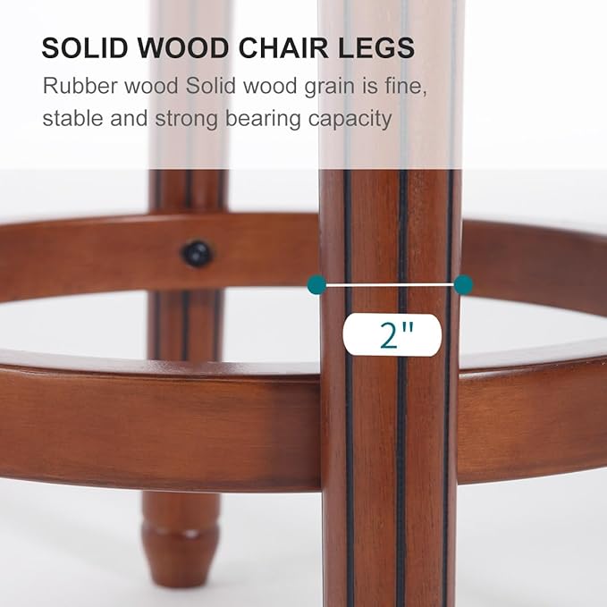 Cow top Leather Wooden Bar Stools, 360 Degree Swivel Bar Height Chair with Backs for Home Kitchen Counter, Morden Chair Barstools (Black-2pc, Bar Height-Seat Height 29.5”)