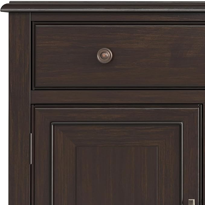 SIMPLIHOME Connaught SOLID WOOD 67 inch Wide Traditional Large Sideboard Buffet Storage Cabinet in Dark Chestnut Brown for the Living Room, Entryway and Family Room