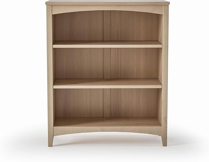 Camaflexi Shaker Style 3 Shelf Bookcase/Solid Wood / 36" High/Adjustable Shelving/Closed Back/Display Bookshelf for Living Room, Bedroom, Home and Office, Light Oak