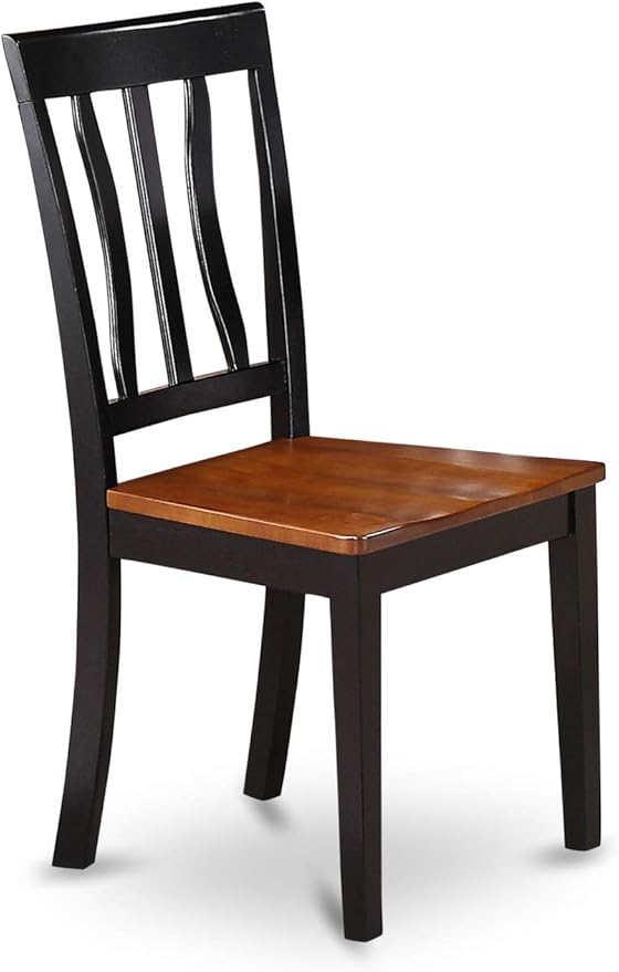 East West Furniture SUAN5-BCH-W 5 Piece Dining Set Includes a Round Dining Room Table with Dropleaf & Shelves and 4 Wood Seat Chairs, 42x42 Inch, Black & Cherry