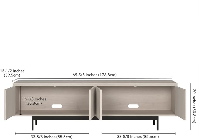Henn&Hart Whitman, 70'' Rectangular TV Stand, Alder White