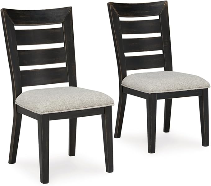 Signature Design by Ashley Galliden Urban Armless Upholstered Dining Chair, Set of 2, Black & Light Gray
