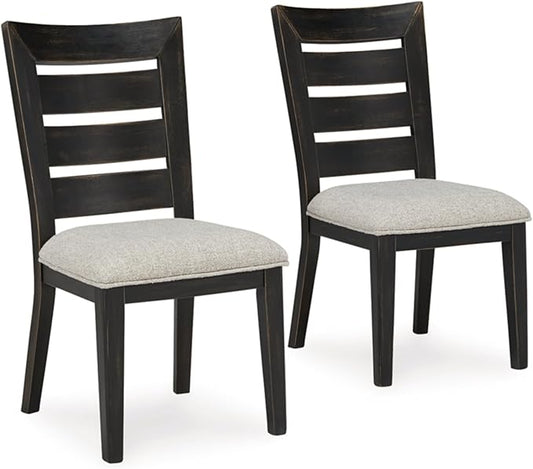 Signature Design by Ashley Galliden Urban Armless Upholstered Dining Chair, Set of 2, Black & Light Gray