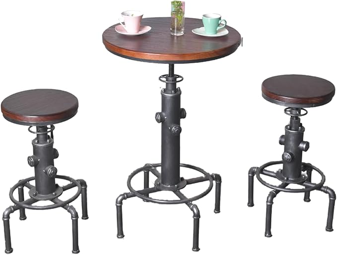 Topower Industrial Bar Table 31.5-41.3" Adjustable Pub Table Kitchen Dining Coffee Bistro Table
