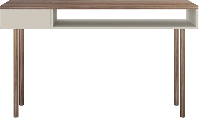 Manhattan Comfort Windsor Modern 2 Shelves Entryway Accent Console Table, 47.24", Off White and Nature