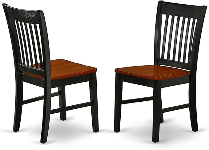 East West Furniture DLNO3-BCH-W 3 Piece Dining Room Table Set Contains a Round Dining Table with Dropleaf and 2 Wood Seat Chairs, 42x42 Inch, Black & Cherry
