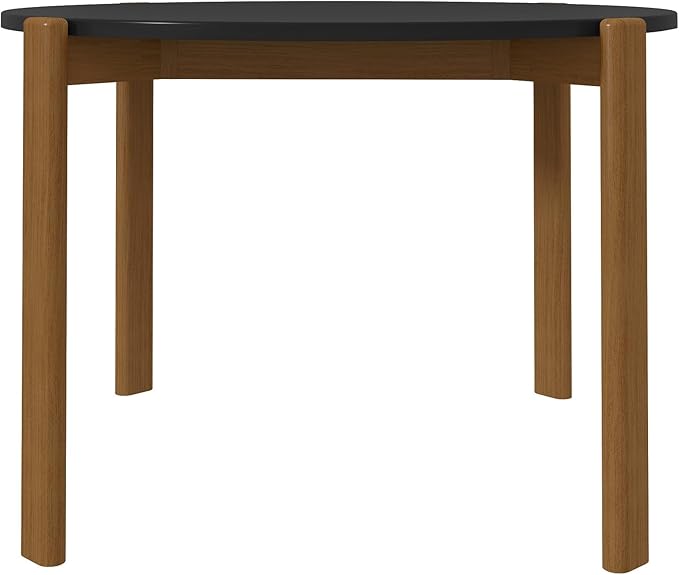 Manhattan Comfort Gales 46-Inch Mid Century Modern Round Dining Table for 2-4 Person, Minimalist Home Furniture with Solid Eucalyptus Wood Legs, Matte Black