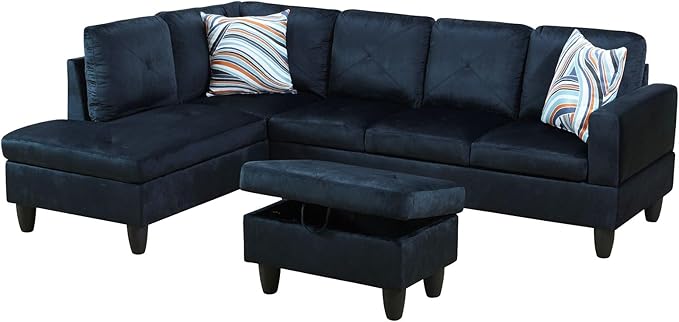 L Shaped Sectional Couch with Otttoman, 97" Sectional Sofa for Living Room Modular Couches for Bedroom, Apartments