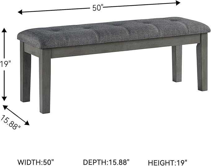 Signature Design by Ashley Hallanden Rustic Tufted Upholstered Dining Room Bench, Gray