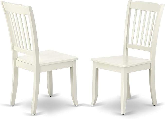 East West Furniture SUDA5-LWH-W 5 Piece Dining Room Furniture Set Includes a Round Kitchen Table with Dropleaf & Shelves and 4 Dining Chairs, 42x42 Inch, Linen White