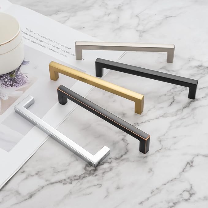 KOOFIZO 30-Pack Solid Square Bar Cabinet Handle - Chrome Furniture Pull, 3.8 Inch/96mm Screwhole Distance for Kitchen Cupboard Door, Bedroom Dresser Drawer, Bathroom Wardrobe Hardware