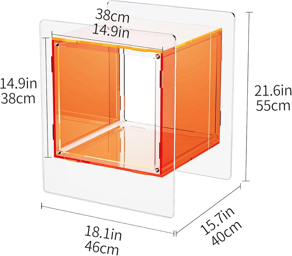 Acrylic Nightstand Colorful Bedside Table with Open Storage Shelf,Clear Side Table for Living Room (1, Orange)
