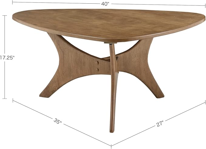 INK+IVY Blaze Triangle Wood Coffee Table Plywood with Wood Veneer Legs, Mid-Century Modern, Easy Assembly, Accent Furniture For Living Room, Minimalist Décor, Light Brown