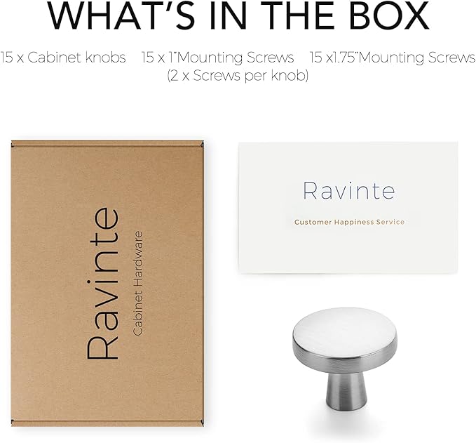 Ravinte 15 Pack Drawer Pulls 1-1/4 Inch Kitchen Cabinet Knobs Brushed Nickel Round Dresser Drawer Knobs Solid Dresser Knobs Drawer Knobs Simple Cabinet Hardware for Cupboard Drawer Pulls