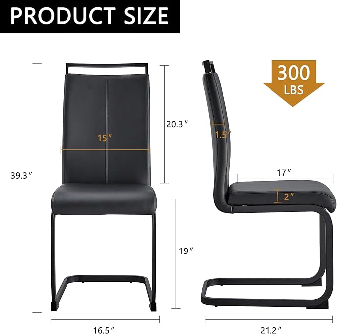 Modern Dining Chairs Set of 4,High Back Kitchen Chairs,Side Room Chair with Black Powder Coating Metal Legs,Easy to Clean Upholstered Dining Chairs,Ideal for Living Room(Black Chairs)