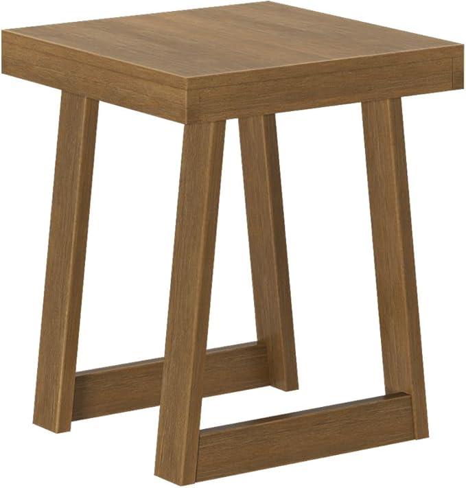 Plank+Beam Classic Square Side Table, Slim Side Table for Living Room, Narrow Nightstand for Small Spaces, Wood End Table for Bedroom, Pecan Wirebrush