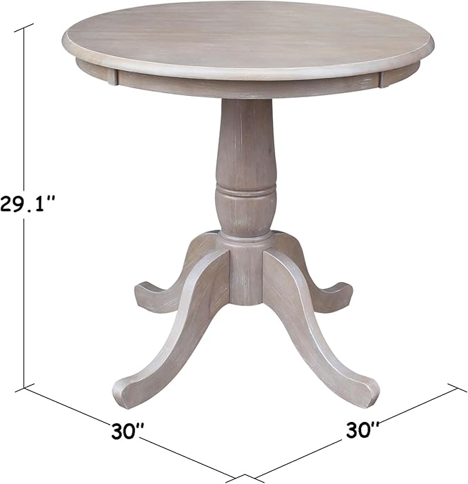 International Concepts 30" Round Top Pedestal Dining Table Solid Parawood 29.1" High, Kitchen/Dining Furniture, Easy Assembly, Residential Use Only
