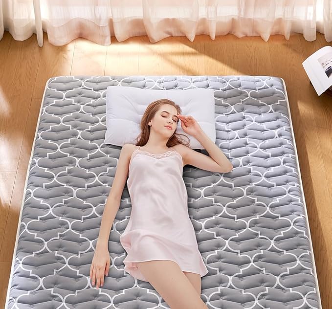 Japanese Futon, High-Density Premium Foam, Thicken Tatami Mat Portable Dormitory Sleeping Pad, Small Single Size 75" X 25"