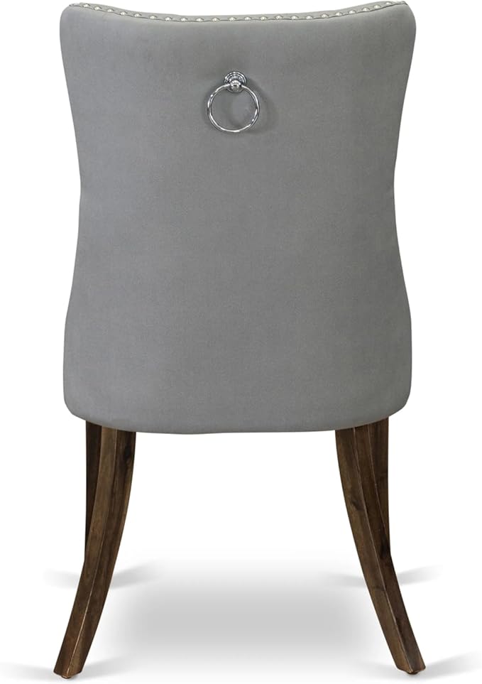 East West Furniture ANDA3-AWA-27 3 Piece Dining Room Table Set Consists of a Round Kitchen Table with Pedestal and 2 Polyester Fabric Parson Chairs, 36x36 Inch, Antique Walnut