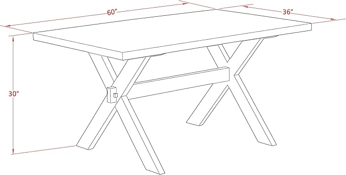 East West Furniture X626DR124-6 6 Piece Dining Table Set Contains a Rectangle Kitchen Table with X-Legs and 4 Black Color Linen Fabric Parson Chairs with a Bench, 36x60 Inch, Multi-Color