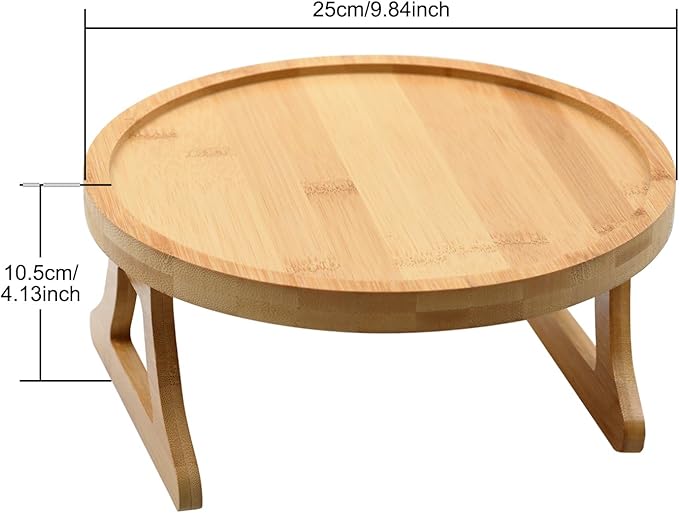 Sofa Arm Tray Table -Wide Sofa Arm Table-Flexible and Foldable-Ideal for Cell Phones,Cups,Fruits or Snacks-Thoughtful Gifts (Round)