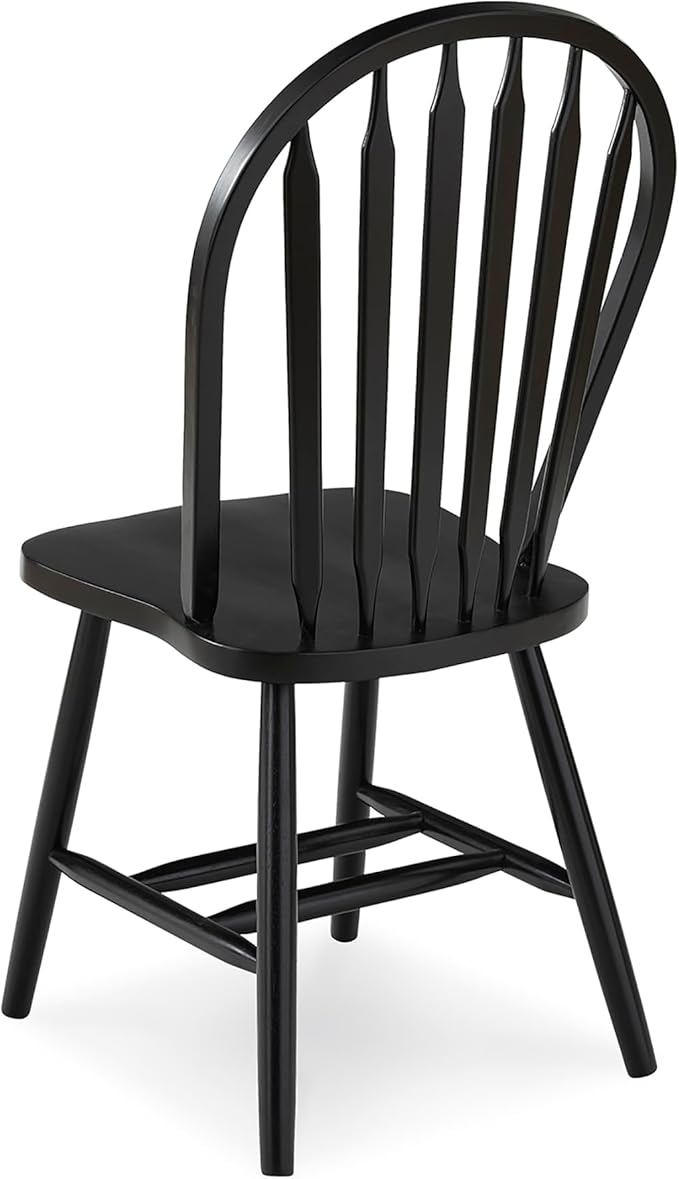 IC International Concepts Solid Wood Windsor ArrowBack Dining Chair with Plain Legs, Black