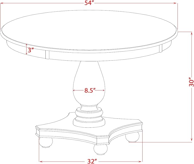 F52-0N-TP - Kitchen Table with Acacia Wood Round Tabletop, Antique Walnut Finish