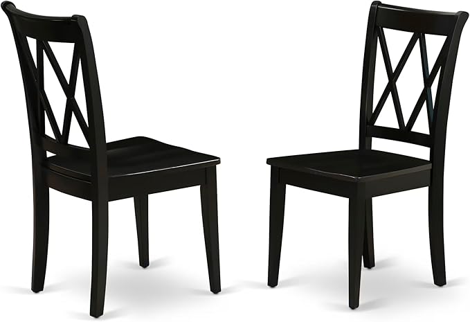East West Furniture DLCL5-BLK-W 5 Piece Dining Table Set for 4 Includes a Round Kitchen Table with Dropleaf and 4 Dining Room Chairs, 42x42 Inch, Black
