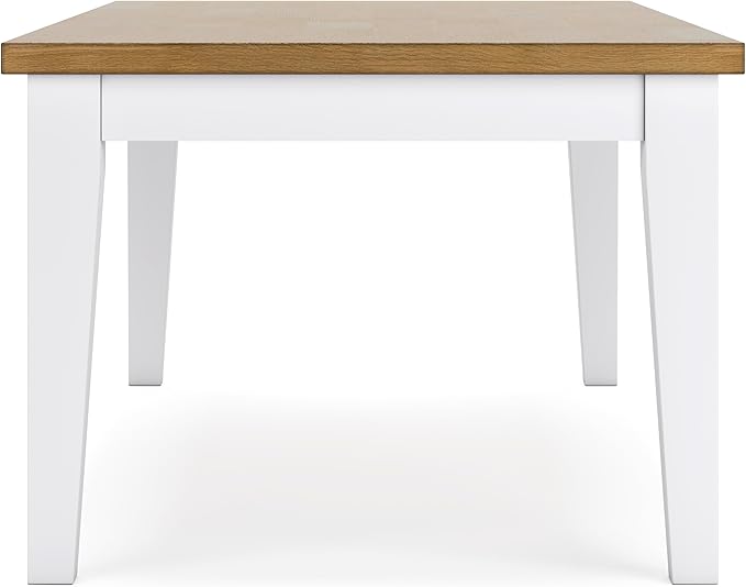 Signature Design by Ashley Ashbryn Casual Dining Table with 4 Felt-Lined Drawers for 8 People, White & Light Brown